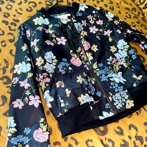 Floral Print Satin bomber jacket